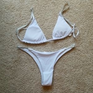 Skimpy white bikini